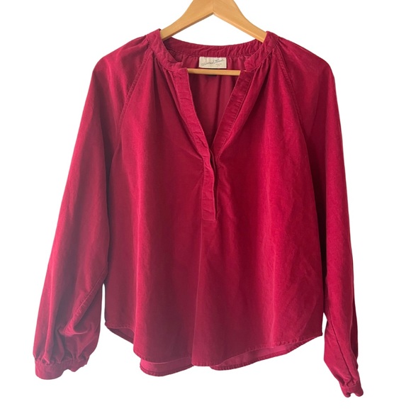 Universal Threads Women’s Red Corduroy Long Sleeve Blouse - Picture 1 of 8